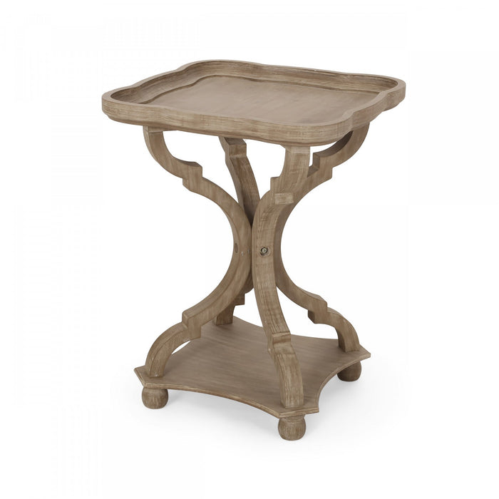 Jason Traditional Square Side Table With Shelf, Driftwood 