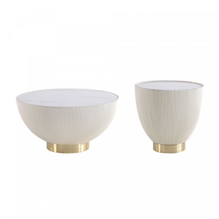 Anderson Modern 2-Piece Coffee Table & End Table Set in Cream 