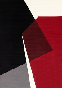 Forte Red Black White Geometric Area Rug - 5'3