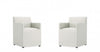 Anna Square Modern Vegan Leather Armchair in Stone Gray - Set of 2 