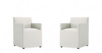 Anna Square Modern Vegan Leather Armchair in Stone Gray - Set of 2