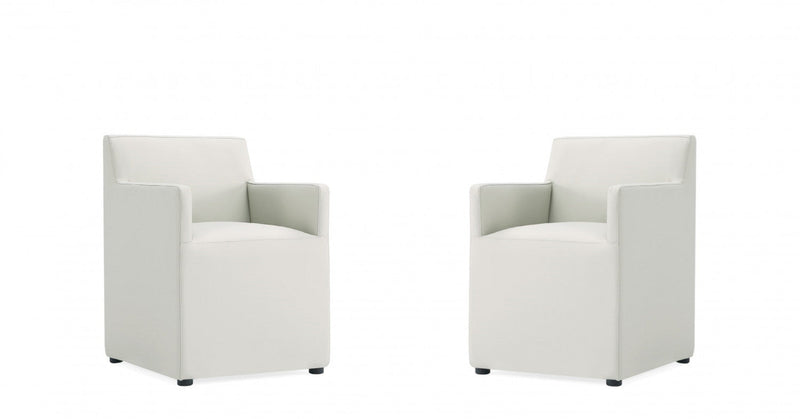 Anna Square Modern Vegan Leather Armchair in Stone Gray - Set of 2 