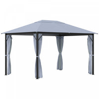 Outsunny 13' X 10' Gazebo Canopy Party Tent Shelter With Steel Frame, Curtains, Netting Sidewalls, L