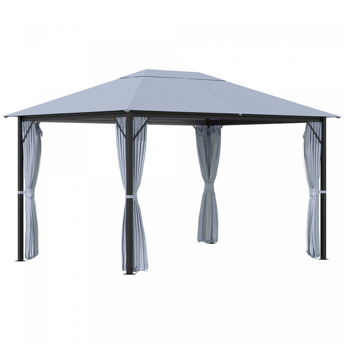 Outsunny 13' X 10' Gazebo Canopy Party Tent Shelter With Steel Frame, Curtains, Netting Sidewalls, L
