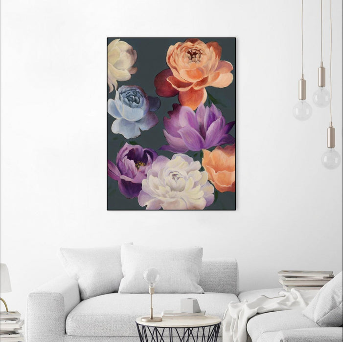 \"November Blooms\" Canvas Framed Black 30x40 Wall Art