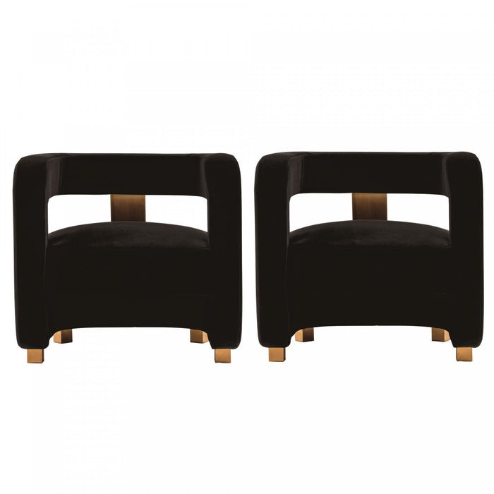 Amirah Modern Velvet Lounge Chair in Black - Set of 2 