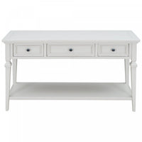 Sabina Solid Wood Console Table With 3 Drawers And Shelf - Antique White 