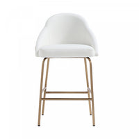 Gracie Modern Metal Upholstered Counter Stool in White and Gold Armoire 