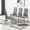 Ava Modern Diamond Grid Pattern Dining Chair Set (4-Pack) with Fireproof Leather and Metal Frame,Grey  