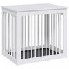 Pawhut Wooden Dog Crate Furniture, Puppy Kennel End Table, Decorative Pet House With Front Door, Saf
