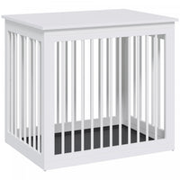 Pawhut Wooden Dog Crate Furniture, Puppy Kennel End Table, Decorative Pet House With Front Door, Saf