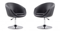Hopper Modern Upholstered Swivel Lounge Chair in Black - Set of 2 Accent Chair