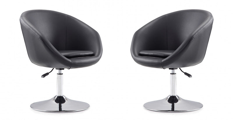 Hopper Modern Upholstered Swivel Lounge Chair in Black - Set of 2 Accent Chair 