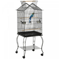Pawhut Bird Cage 57 Inch Flight Cage For Cockatiel, Conure With Rolling Stand, Pull Out Tray, Storag