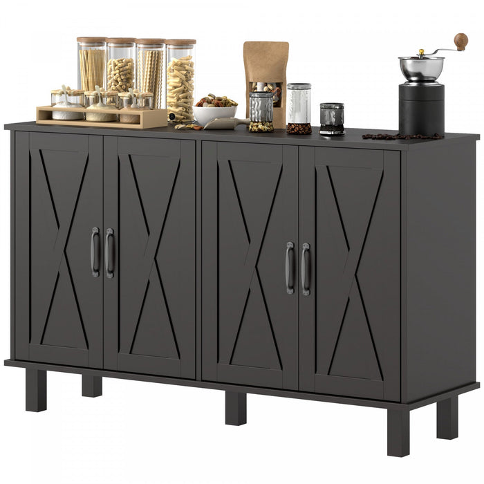 HOMCOM Coffee Bar Cabinet, Buffet Sideboard w/ Barn Doors, Adjustable Shelf
