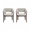 Blake Modern Faux Mohair Wood Armchair in Greige - Set of 2 Dining Chair 