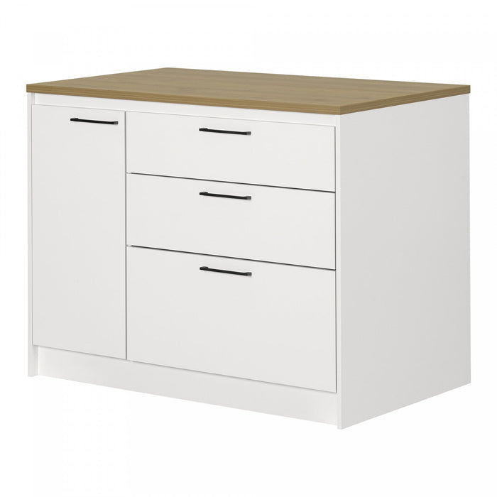 Myro Kitchen Island With Door And Drawers - White And Maple Nutmeg 