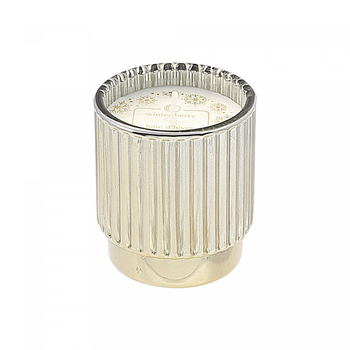 4.6oz Ribbed Gold Electroplated Scented Candle Winter Berry - Set of 2