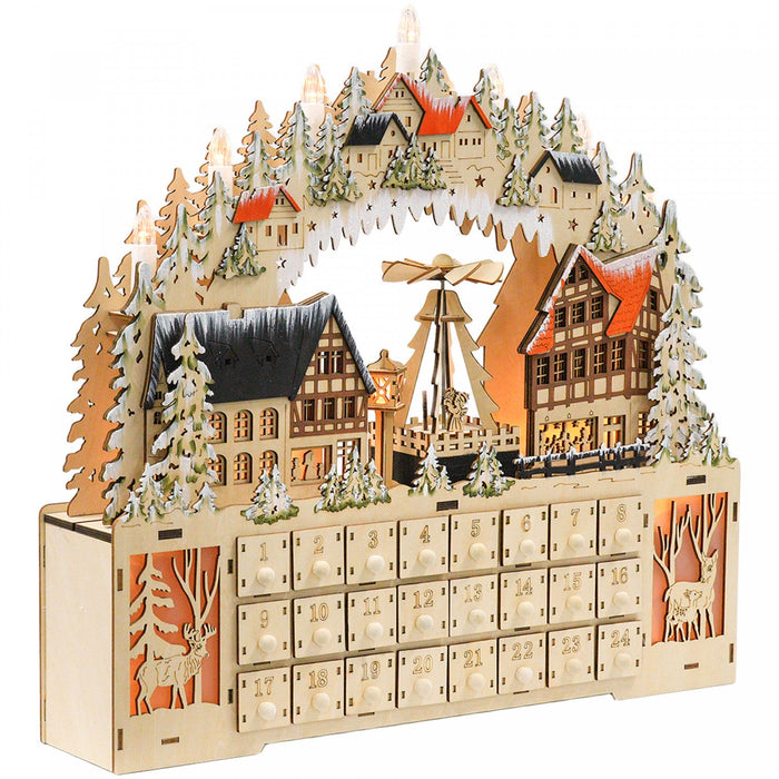 Homcom Light Up Christmas Advent Calendar With 24 Countdown Drawers