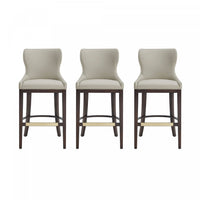 Blair Modern Wood Upholstered Barstool in Stone - Set of 3 Bar Stool