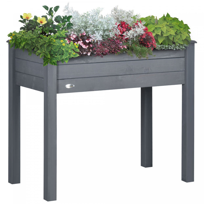 Outsunny 34\"x18\"x30\" Elevated Planter Box With Legs Wooden Patio Raised Garden Bed Outdoor Flower St