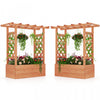 Costway 2 Pcs Raised Garden Bed With Trellis & Hanging Roof Drainage Elevated Planter Box