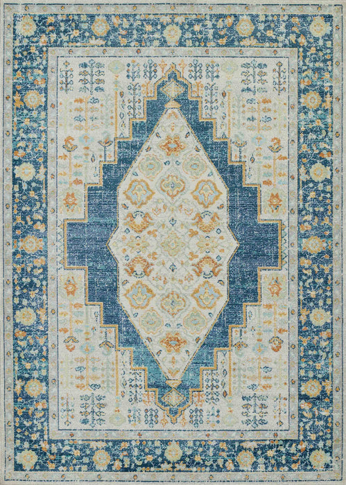 Kinsley Traditional 7'10\" x 10'6\" Area Rug in Blue Indoor Area Rug 