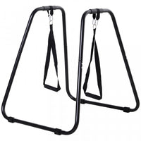 Soozier Fitness Dip Station Dip Bar Push Up Workout Stand With Straps Home Gym Black
