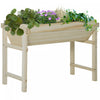 Outsunny 43\" X 24\" Raised Garden Bed, Wooden Elevated Planter Box With Non-woven Fabric For Vegetabl