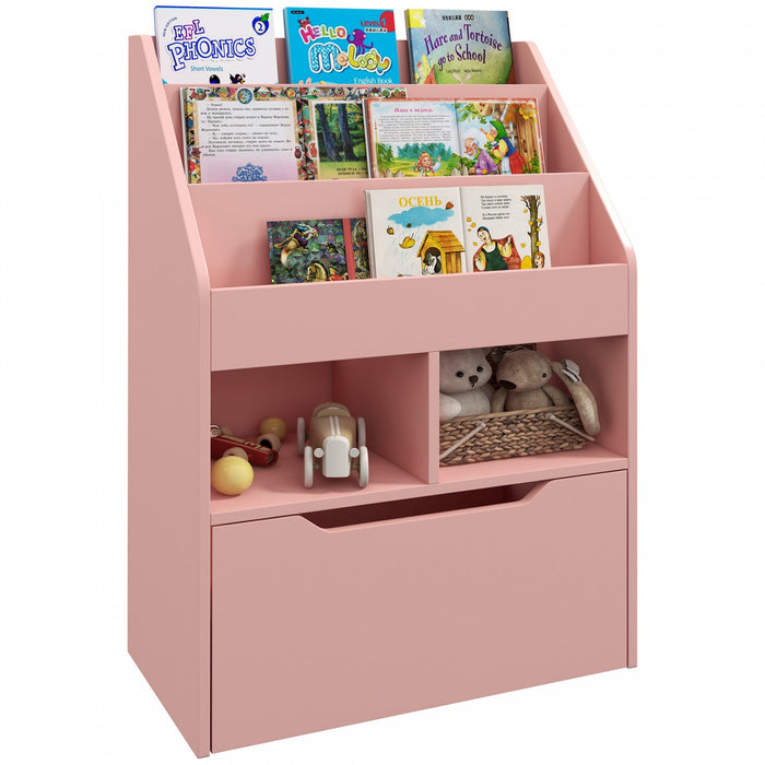 Homcom Kids Bookcase Multi-shelf Rack Organizer With Storage Drawer For Books For Reading Nook, Clas