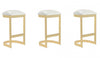 Aura Modern Metal Upholstered Barstool in White - Set of 3 Bar Stool 