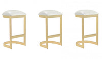 Aura Modern Metal Upholstered Barstool in White - Set of 3 Bar Stool