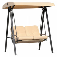Outsunny 2 Seater Covered Outdoor Swing Chair Porch Swing Bench Lounger Hammock With Removable Cushi