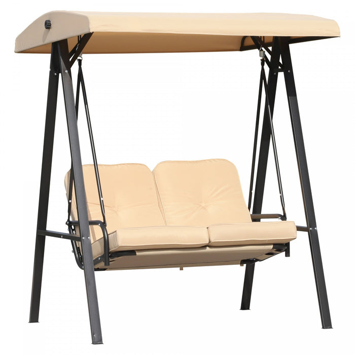 Outsunny 2 Seater Covered Outdoor Swing Chair Porch Swing Bench Lounger Hammock With Removable Cushi