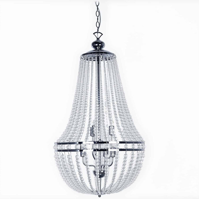 Dainolite Dawson 6 Light Chandelier Polished Chrome Finish Clear Beads Lamp