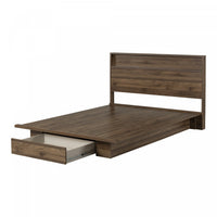 Musano Platform Bed And Headboard Set Natural Walnut - South Shore Queen Bed