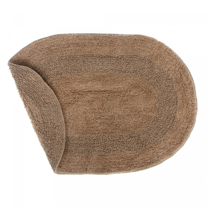 Reversible Cotton Oval Solid Color Bathmat 16 x 24 Taupe - Set of 2