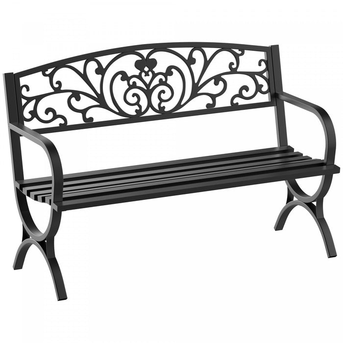 Outsunny 50" Garden Bench, Patio Porch Decorative Chair, Black