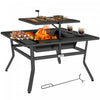 Outsunny Outdoor Fire Pit Firepit With Adjustable Grill Grate Poker, Black