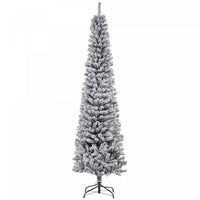 Homcom Snow Flocked Pencil Christmas Tree Slim Artificial Christmas Tree