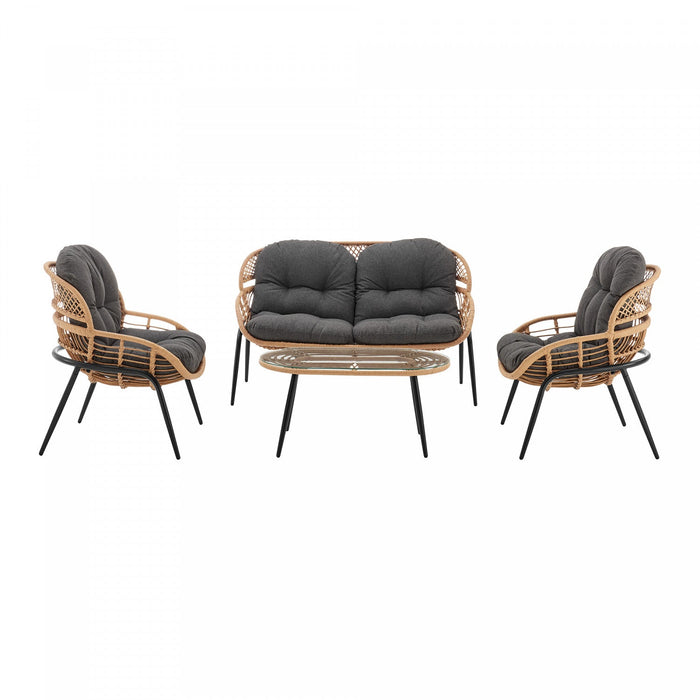 Pine Modern 4-Piece Conversation Set in Gray Patio Seating Package 