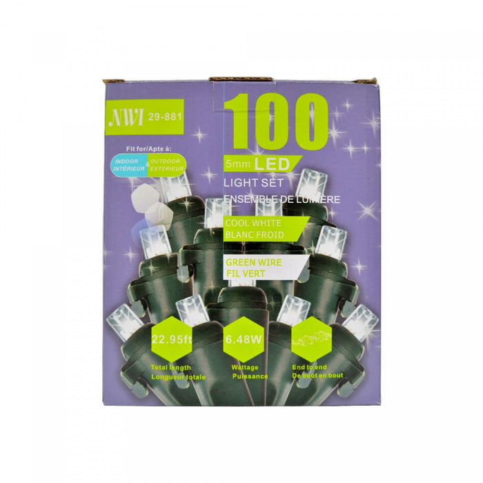 100 Lt 5mm LED Indoor/outdoor Light Set Clear Bulbs - Set of 2 Christmas Lights
