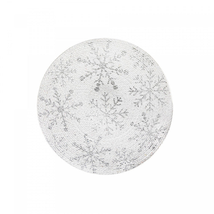 Foil Printed Snowflake Cotton Rope Placemat Silver - Set of 12