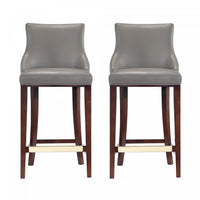 Shubert Modern Wood Upholstered Barstool in Dark Taupe - Set of 2