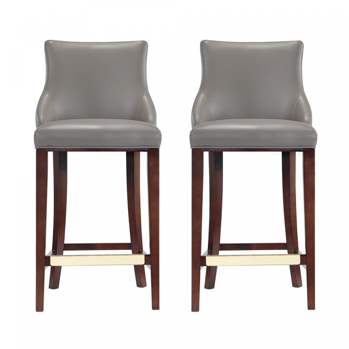 Shubert Modern Wood Upholstered Barstool in Dark Taupe - Set of 2 