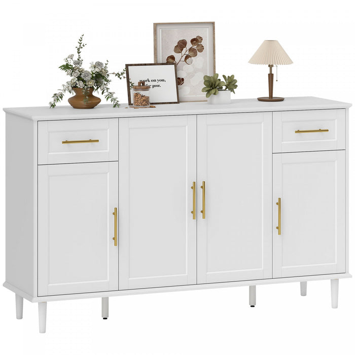 HOMCOM 55" Modern Sideboard Buffet Cabinet with Soft-Close Doors White