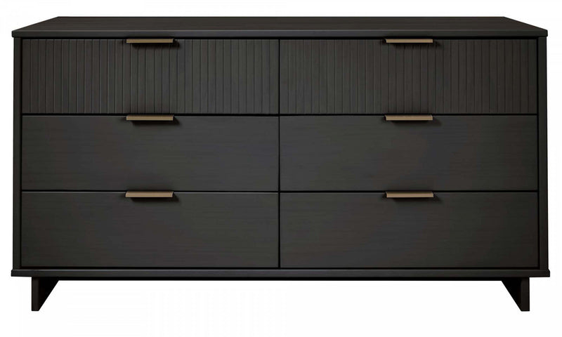 Granville Modern 55\" Dresser in Charcoal Gray (6-Drawer) 