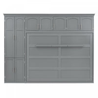 Eileen Space-saving Murphy Wall Bed With Cabinets, Queen Size - Grey