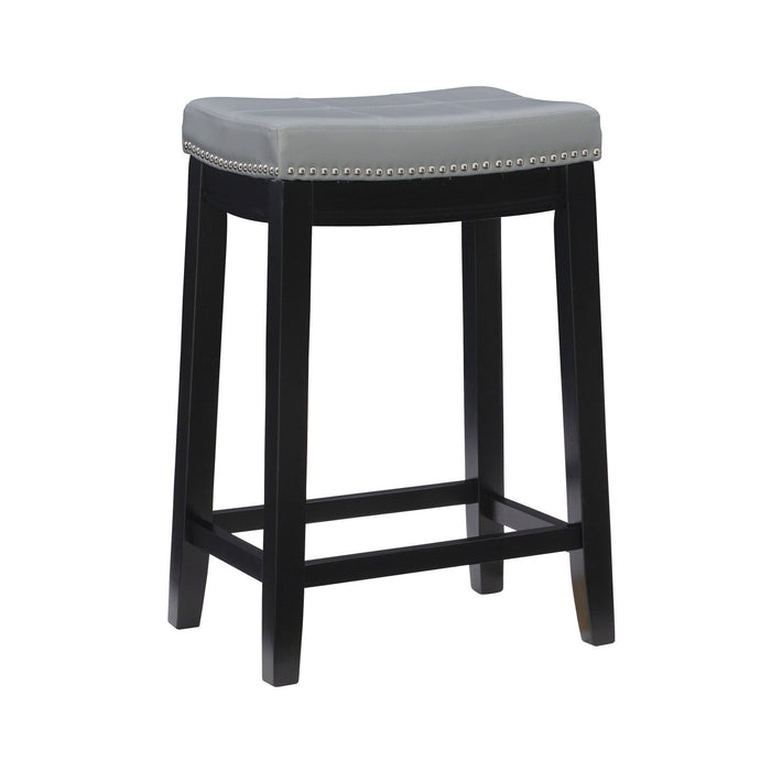 Claridge Faux Leather Backless Counter-Height Stool - Grey