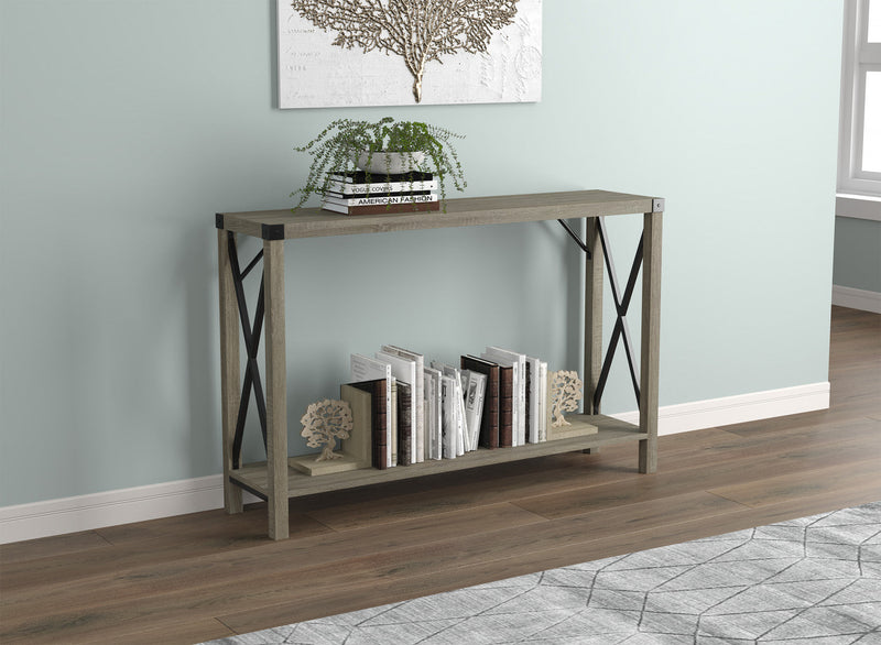 46” Console Table With 1 Shelf - Dark Taupe With Black Metal 